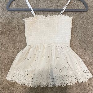 American Eagle Outfitters White Smocked Cami